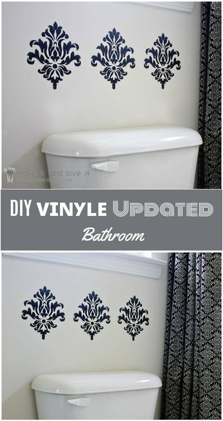 vinyl damaskus cutouts bathroom makeover